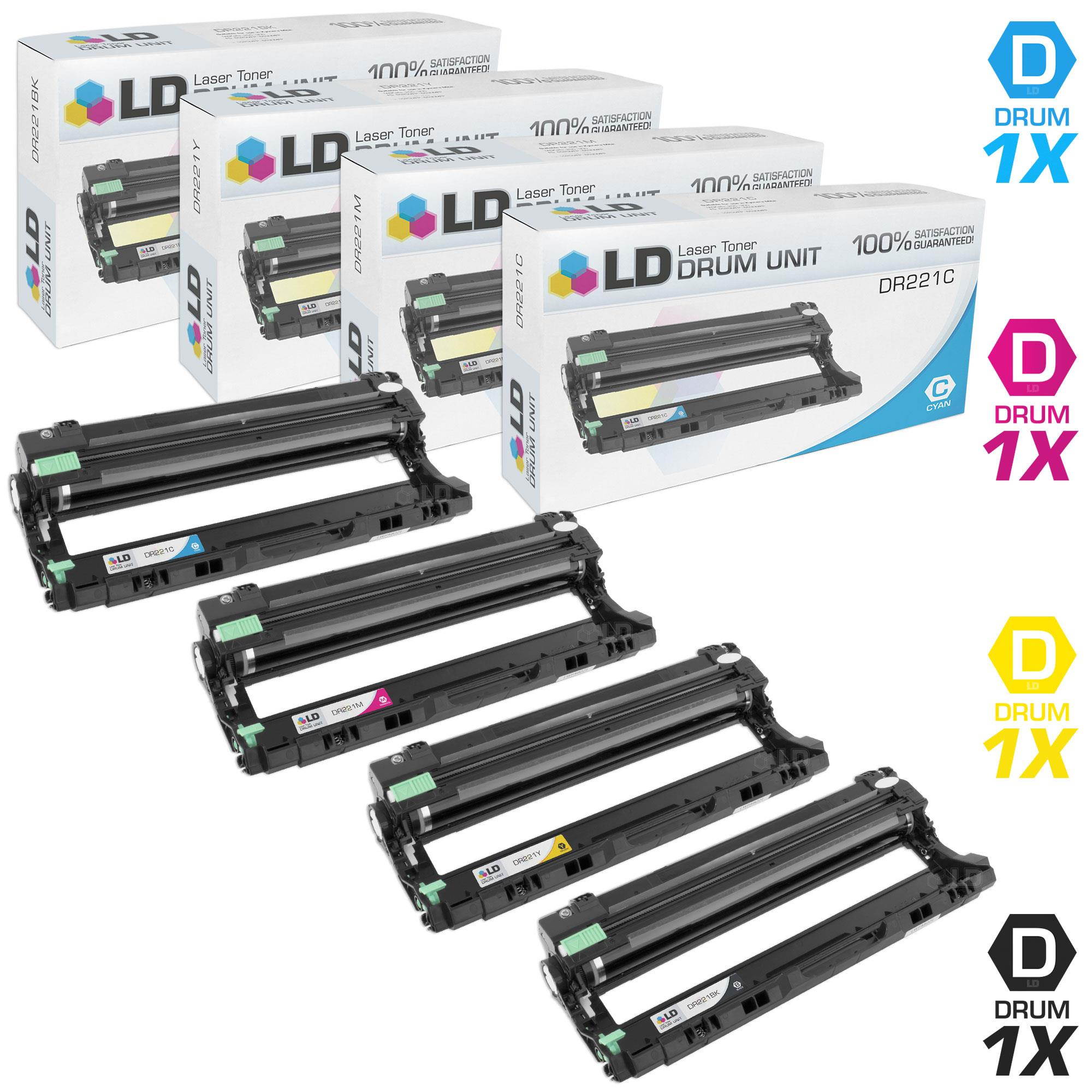 LD Compatible Drum Unit Replacement for Brother DR221 (Black, Cyan, Magenta, Yellow, 4-Pack)