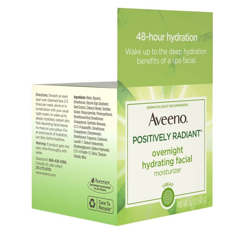 Aveeno Active Naturals Positively Radiant Overnight Hydrating Facial Moisturizer - 1.7oz
