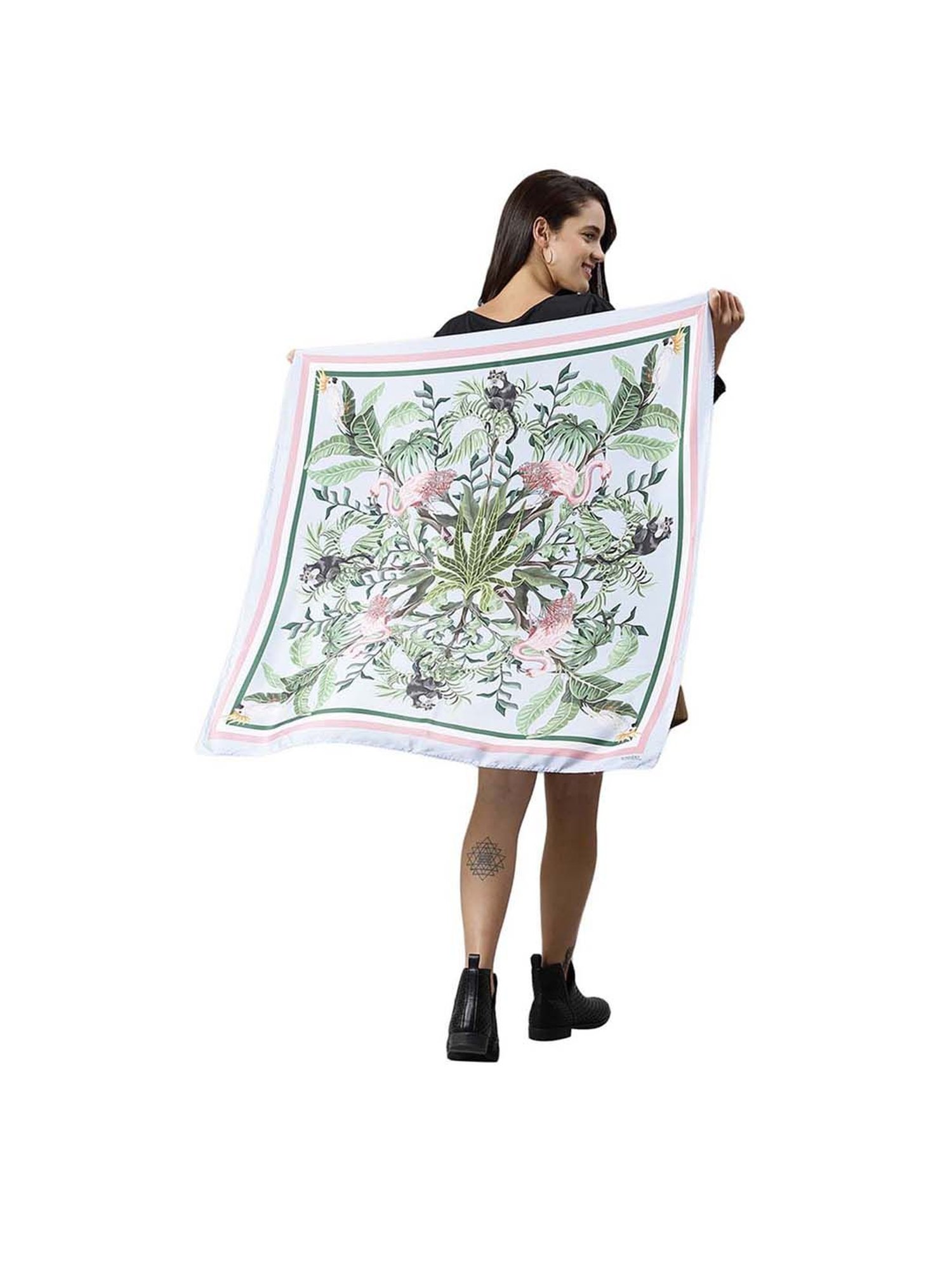 Tossido White Printed Stole