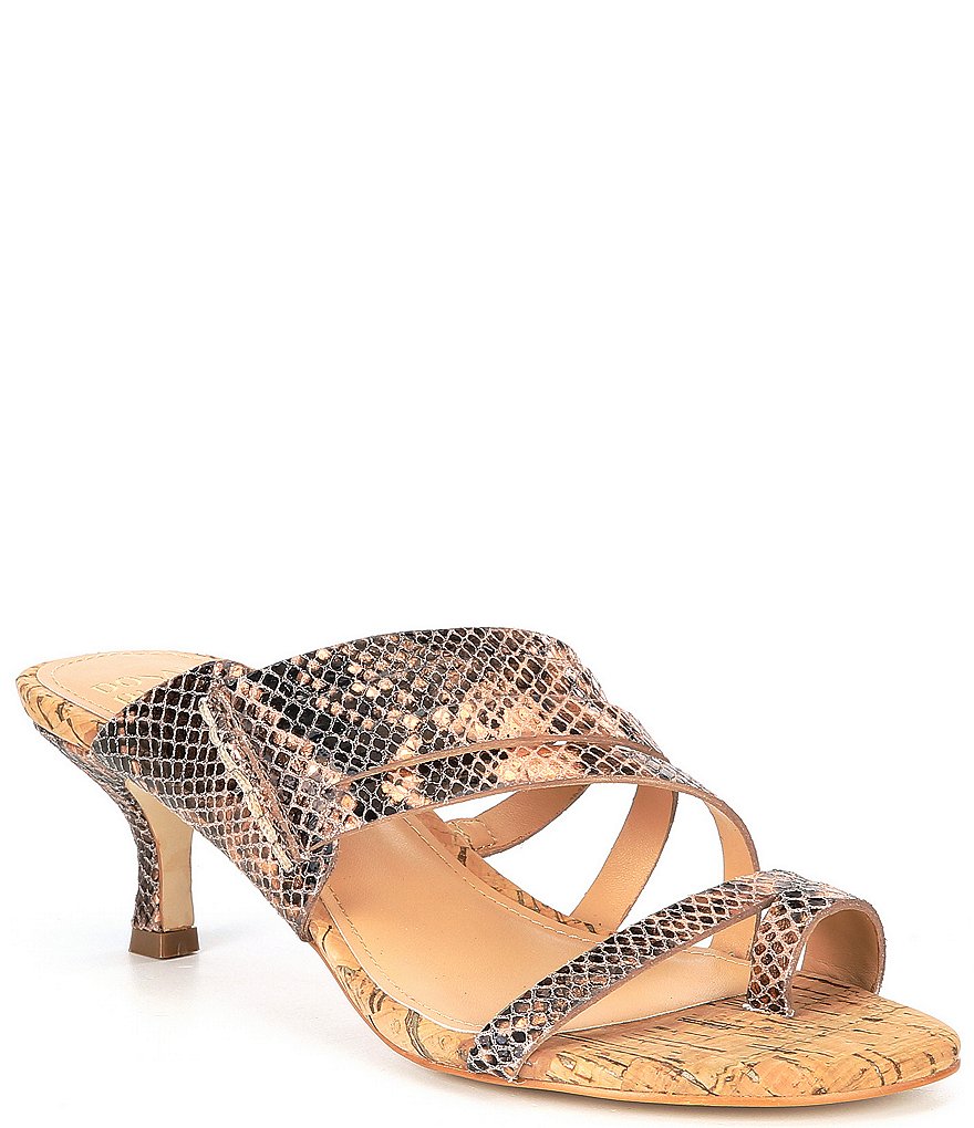 Donald Pliner Kalise Snake Print Leather Toe Ring Slide Dress Sandals
