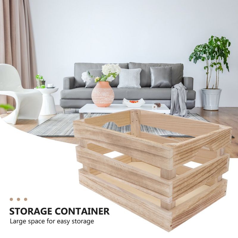 1pc Slat Crate Storage Box Wooden Sundries Box Display Box Decorative Crate