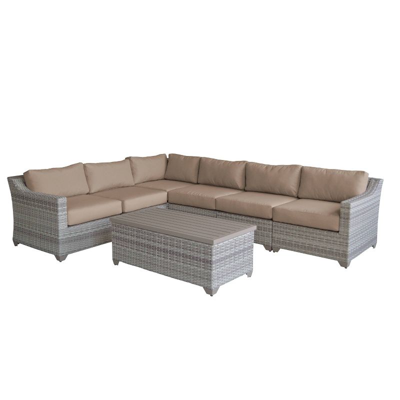 Fairmont 7pc Patio Sectional Seating Set with Cushions - Wheat - TK Classics