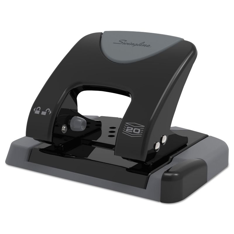 Swingline 20-Sheet SmartTouch Two-Hole Punch 9/32" Holes Black/Gray 74135