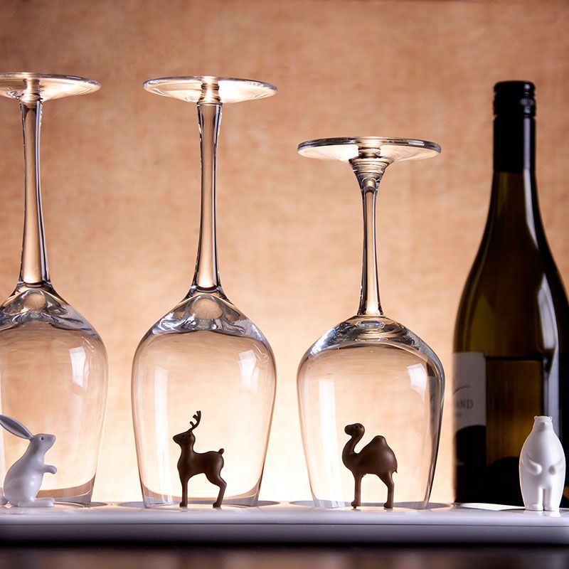 Design Ideas Animal Parade Wine Glass Tray - Serving Tray, 8.3" x 4.4" x 0.8"