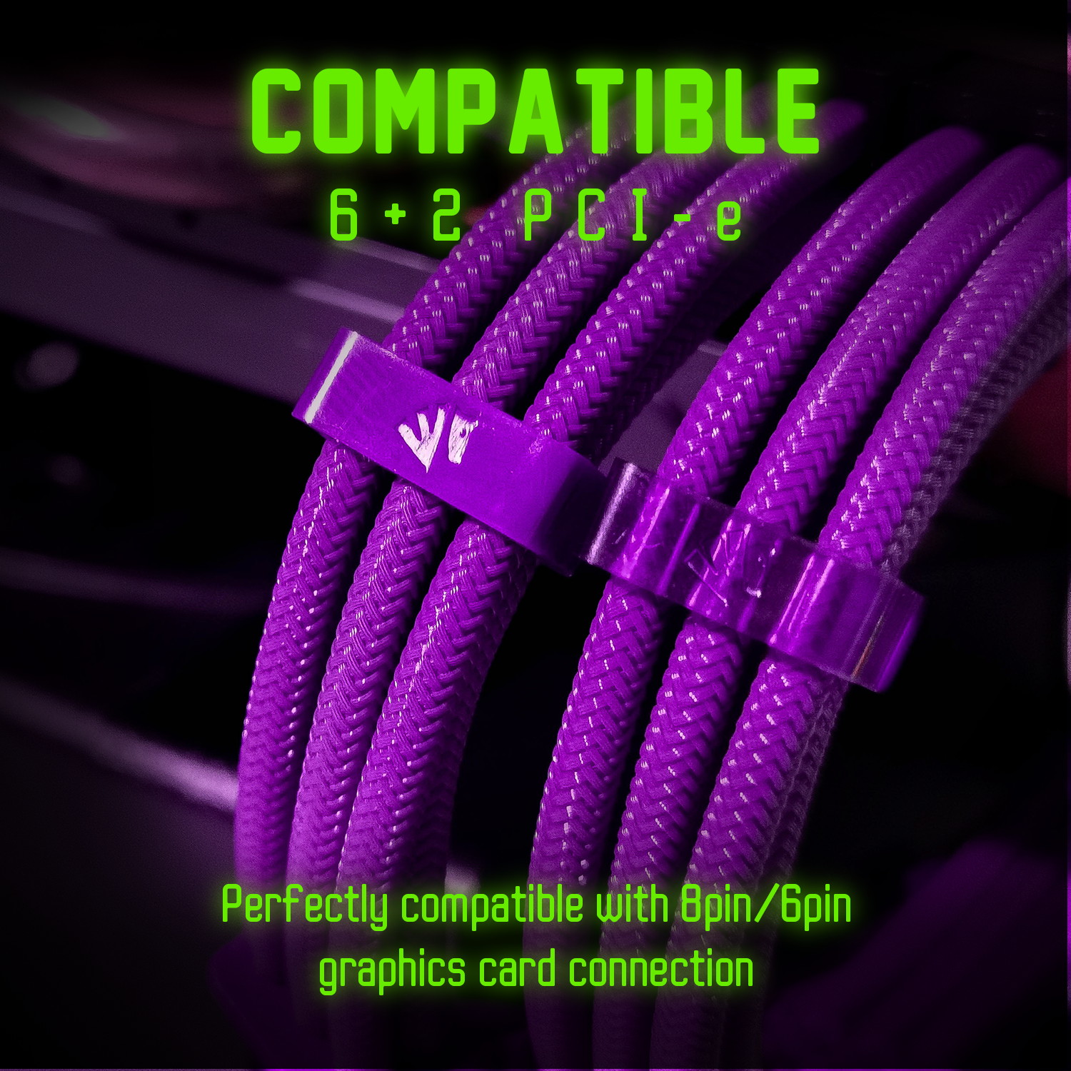 Graphics Card 6+2Pin 8Pin Male to Male Adapter Power Cable for Great Wall Dragon Module Power Supply with Net Cover,Black,about 58cm