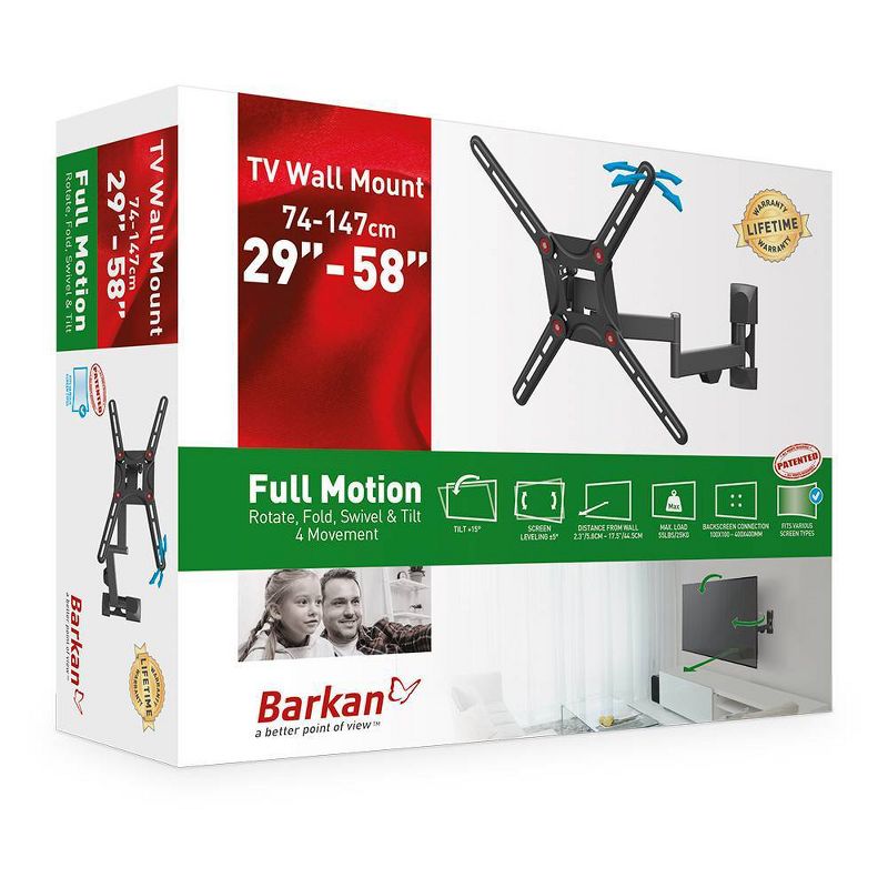 Barkan Rotating, Swivel, Fold & Tilt Flat / Curved 29"-58" TV Wall Mount