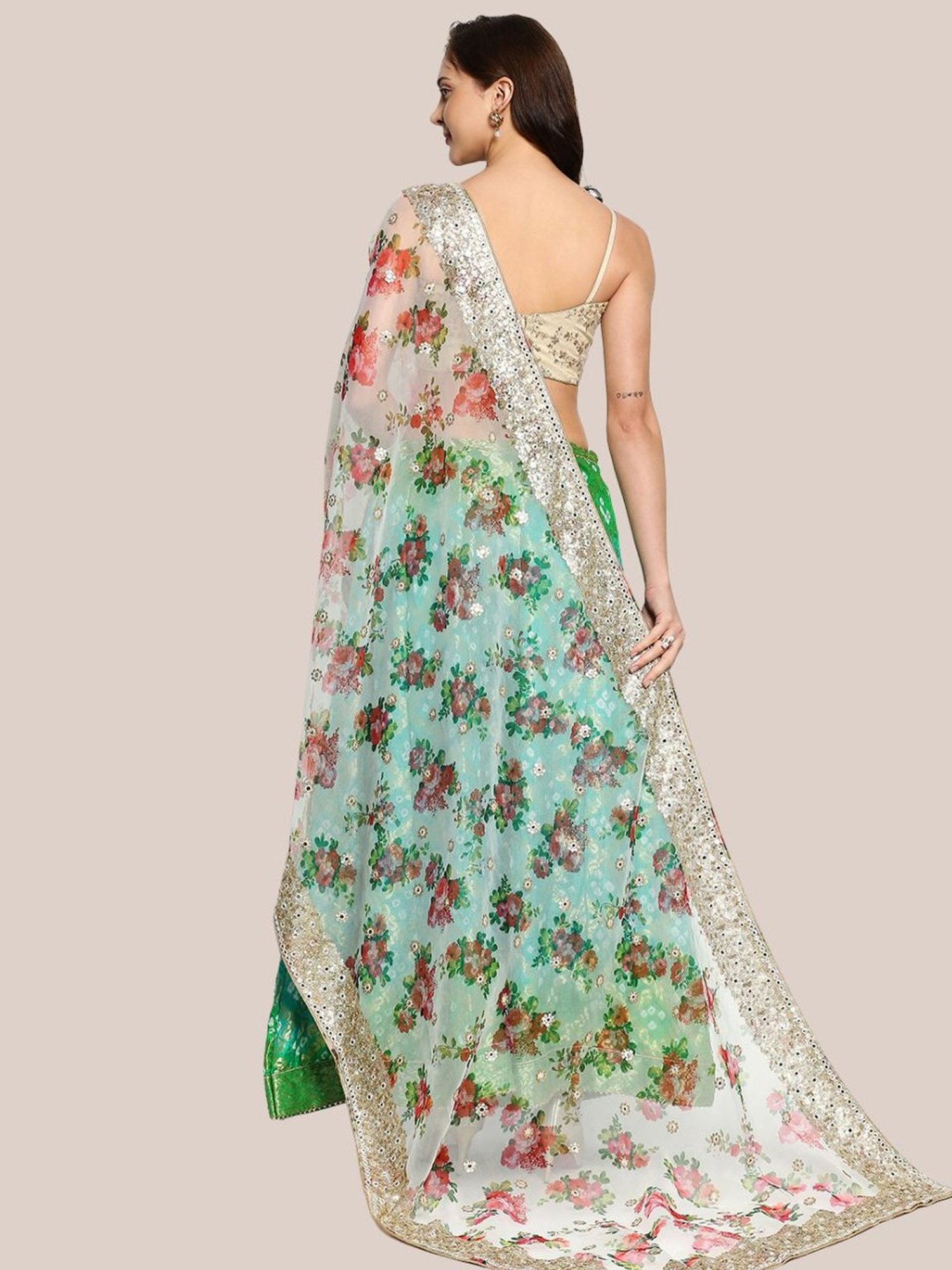 Dupatta Bazaar White Floral Print Dupatta