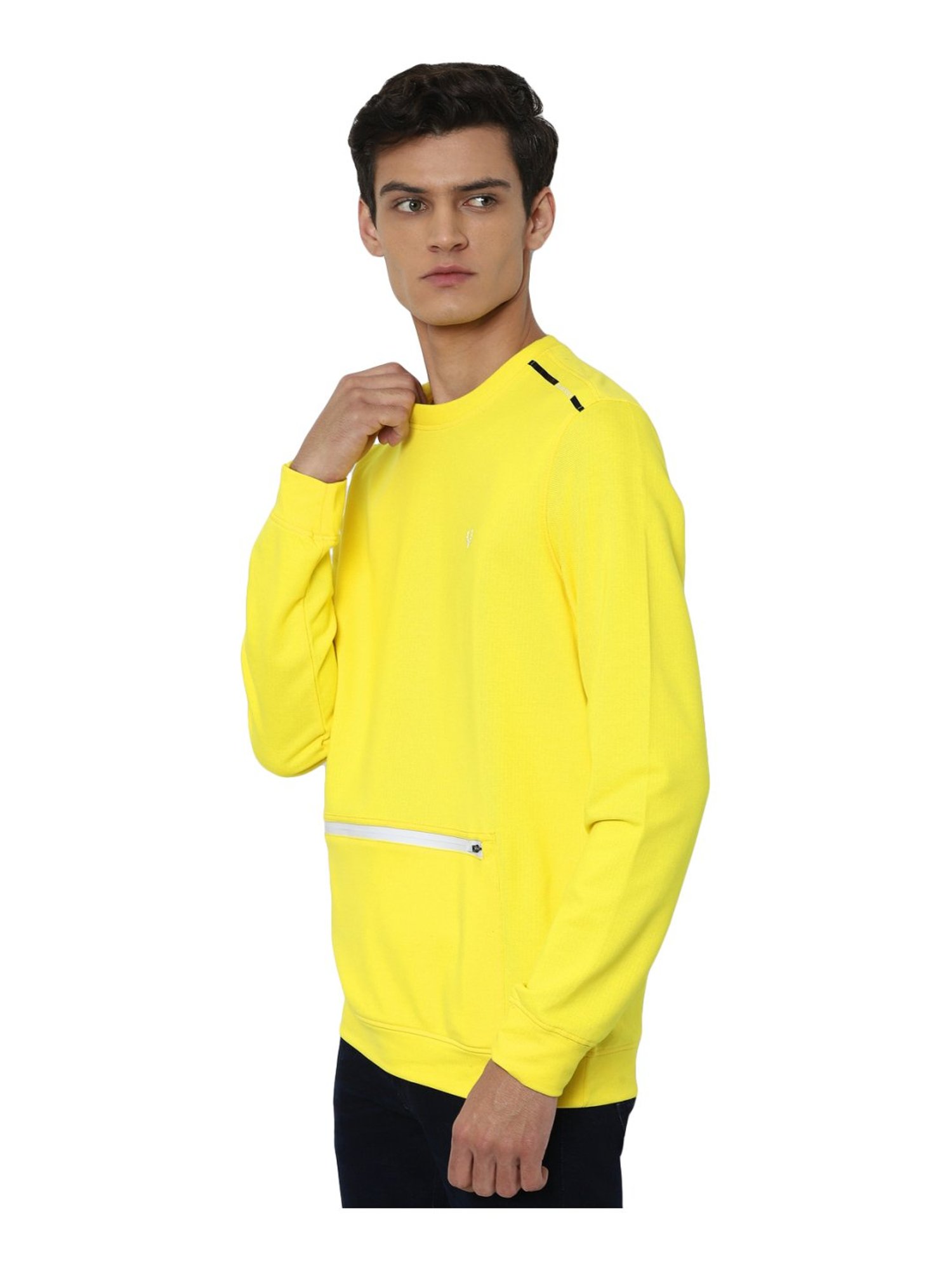 Allen Solly Yellow Cotton Regular Fit Sweatshirt