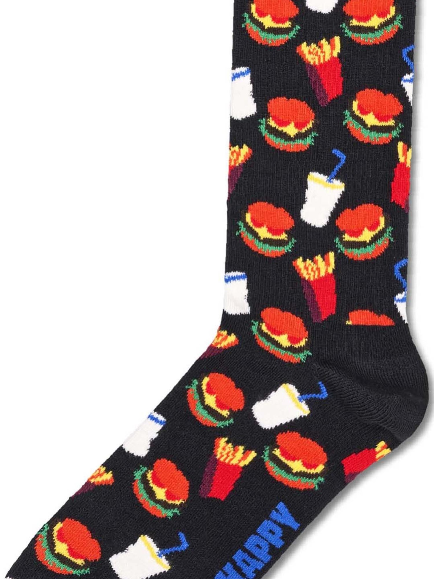 Happy Socks Hamburger Black Cotton Printed Socks (41-46)