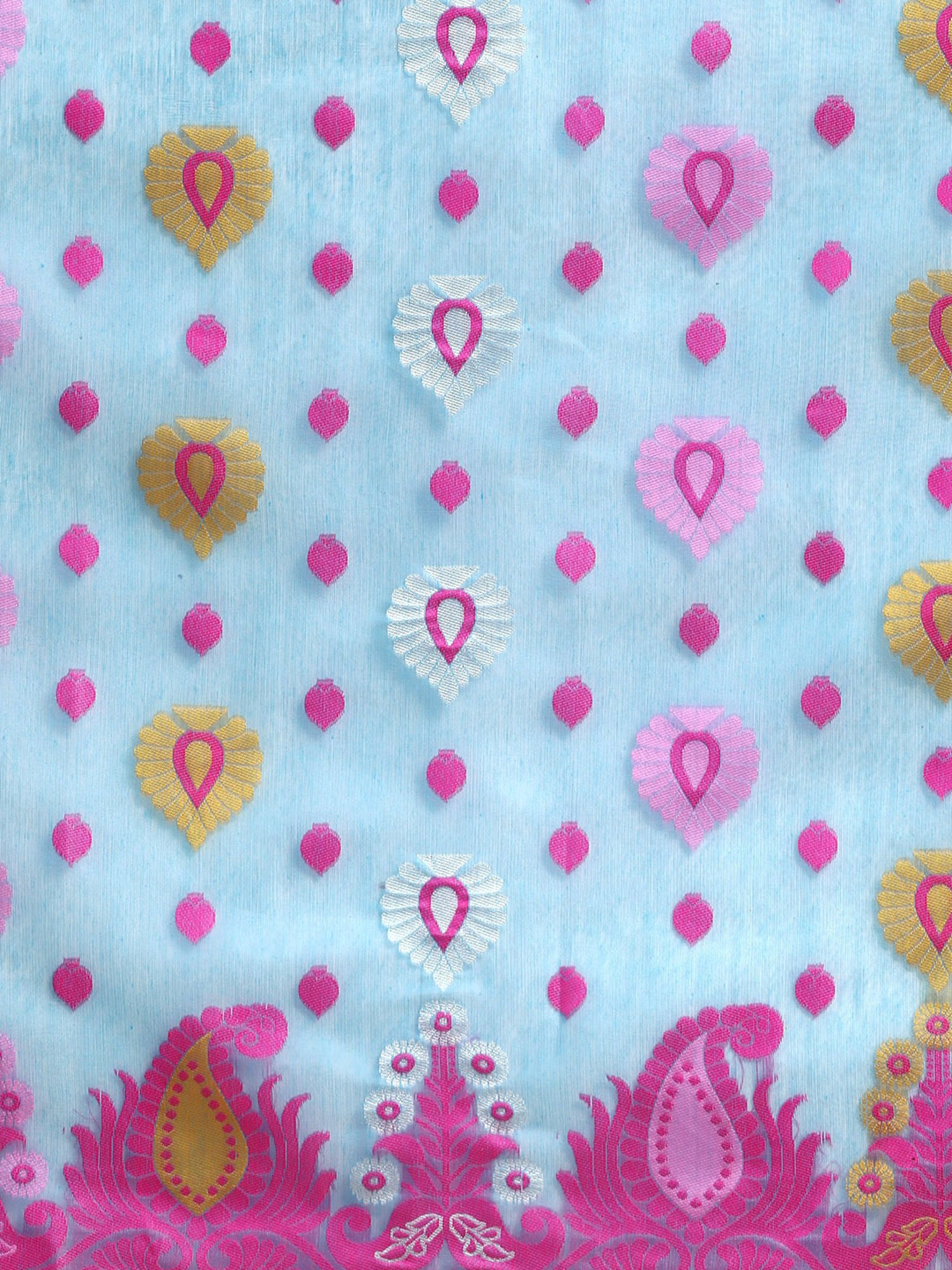 Silk Land Blue Pure Cotton Woven Saree With Unstitched Blouse