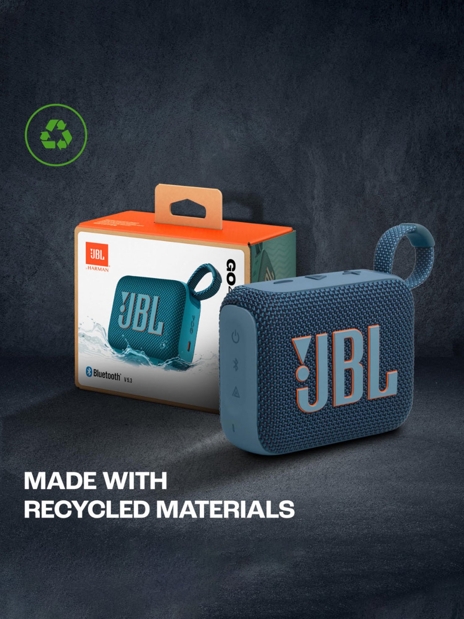 JBL Go 4, Wireless Ultra Portable Bluetooth Speaker with Pro Sound, Water & Dust Proof (Blue)