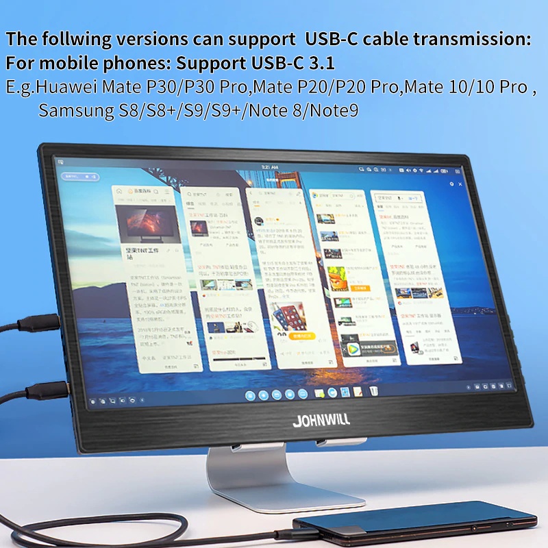 Global portable display 15.6-inch touch full HD computer monitor USB C dual monitor with speakers, gaming monitor for PS3 PS4 Xbox Nintendo Raspberry Pi