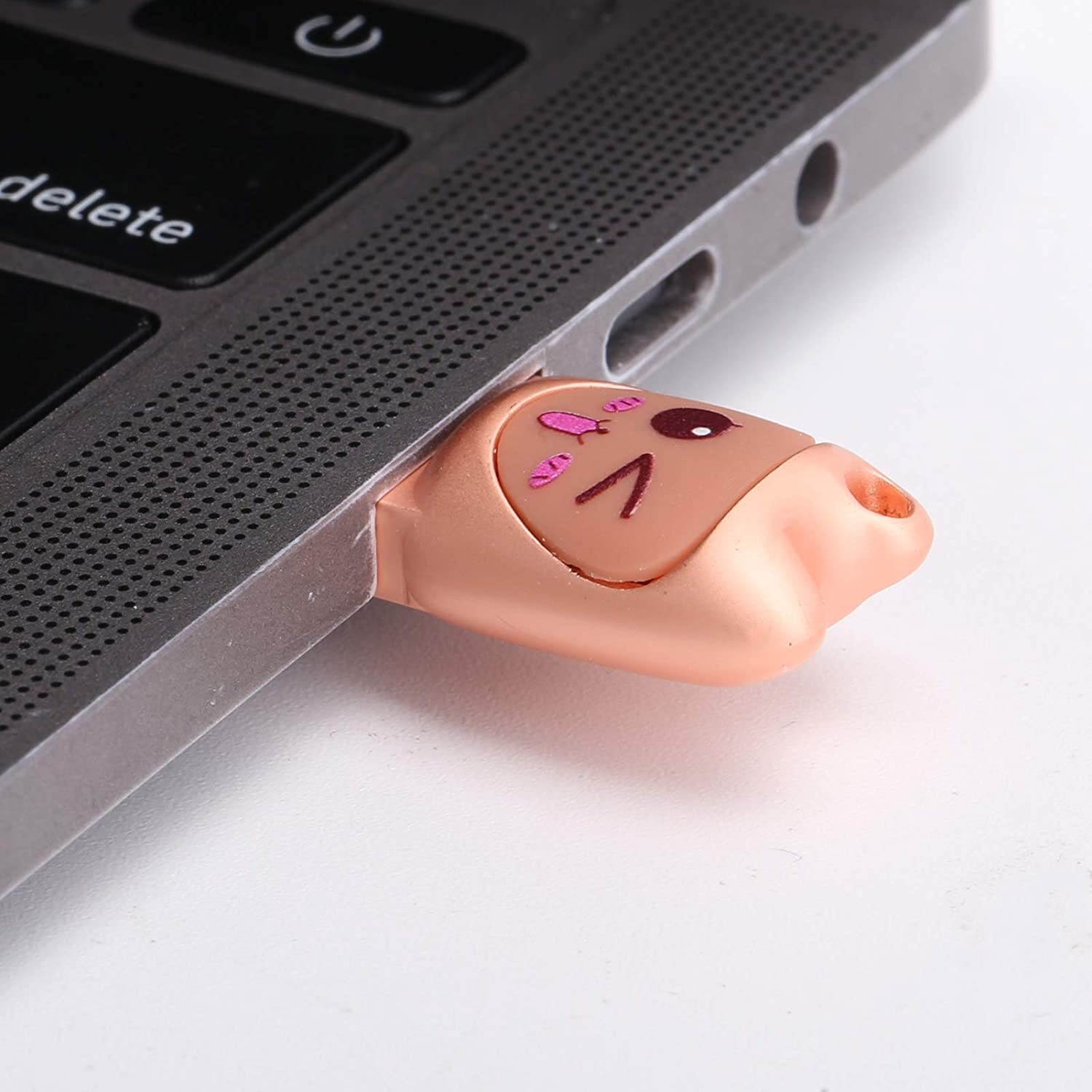01 U Disk, USB Pen Drive USB Flash Drive USB Memory Stick Waterproof Cartoon with Hanging for(Mengmei-Rose Gold, 128GB)