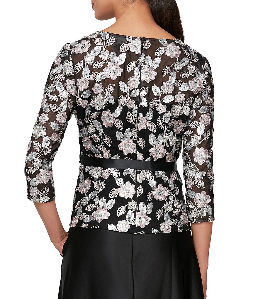 Caroline Rose Dolman Elbow 3/4 Sleeve Jewel Neck Floral Fantasy Lined Caftan