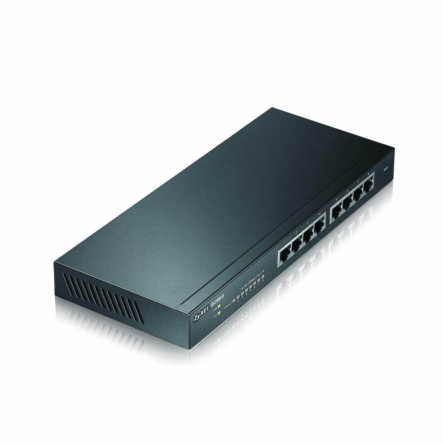 Zyxel 8-Port Gigabit Smart Managed Switch - Fanless Design - Sturdy Metal - Limited Lifetime Protection [GS1900-8]