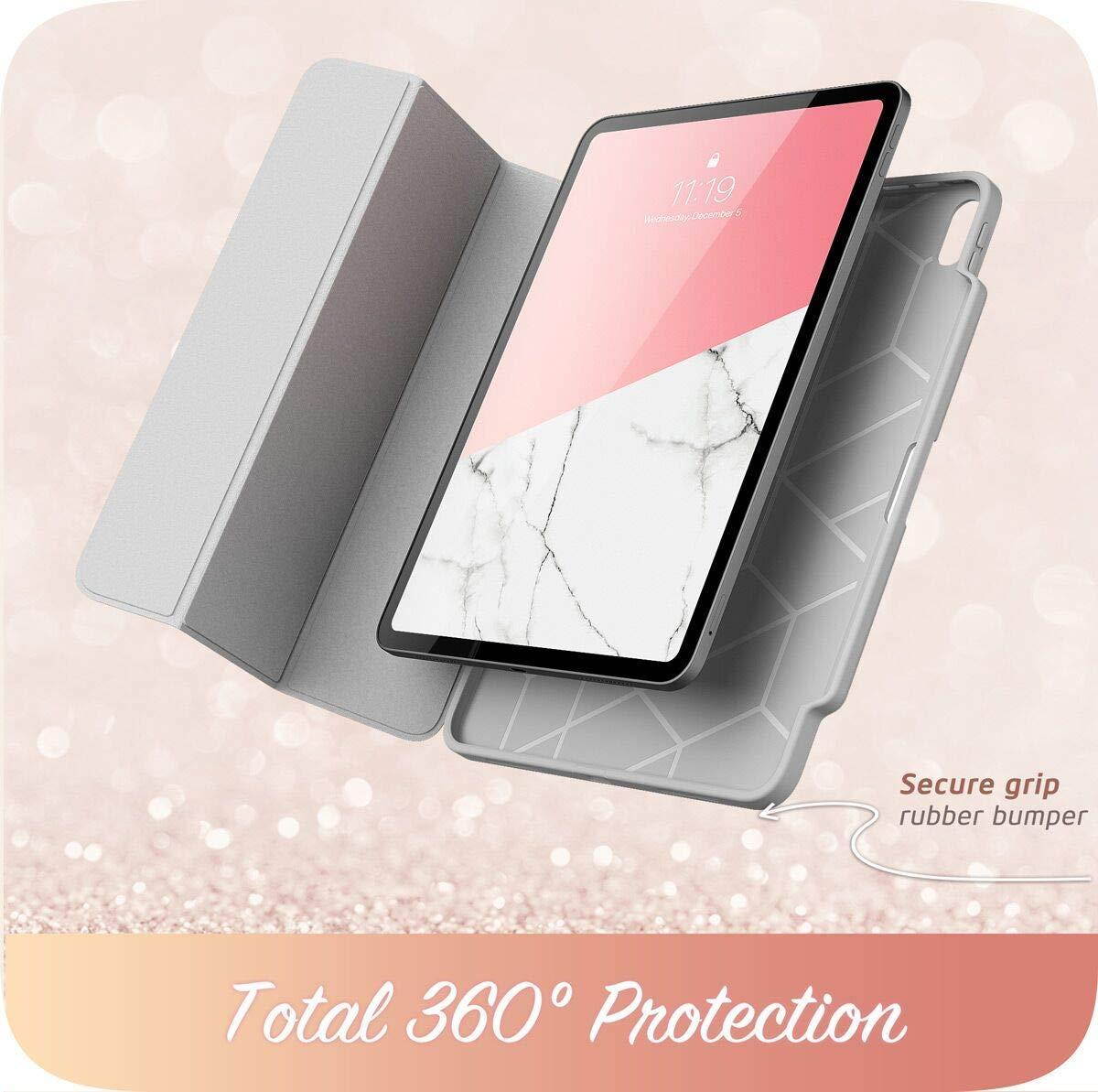 i-Blason Case for iPad Pro 12.9 Inch 2018 Release, [Cosmo] Full-Body Trifold Stand Protective Case Cover with Auto Sleep/Wake & Pencil Holde, Marble, 12.9"