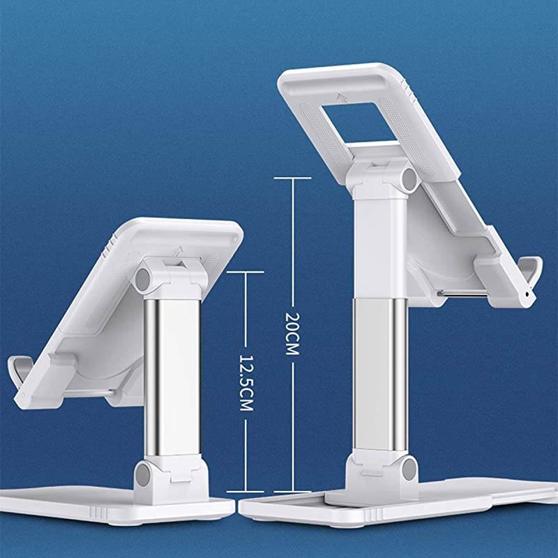 Cell Phone Stand, Tablet Stand, Foldable Portable Desktop Holder Compatible with Smartphone/iPad/Kindle/Tablet (White)