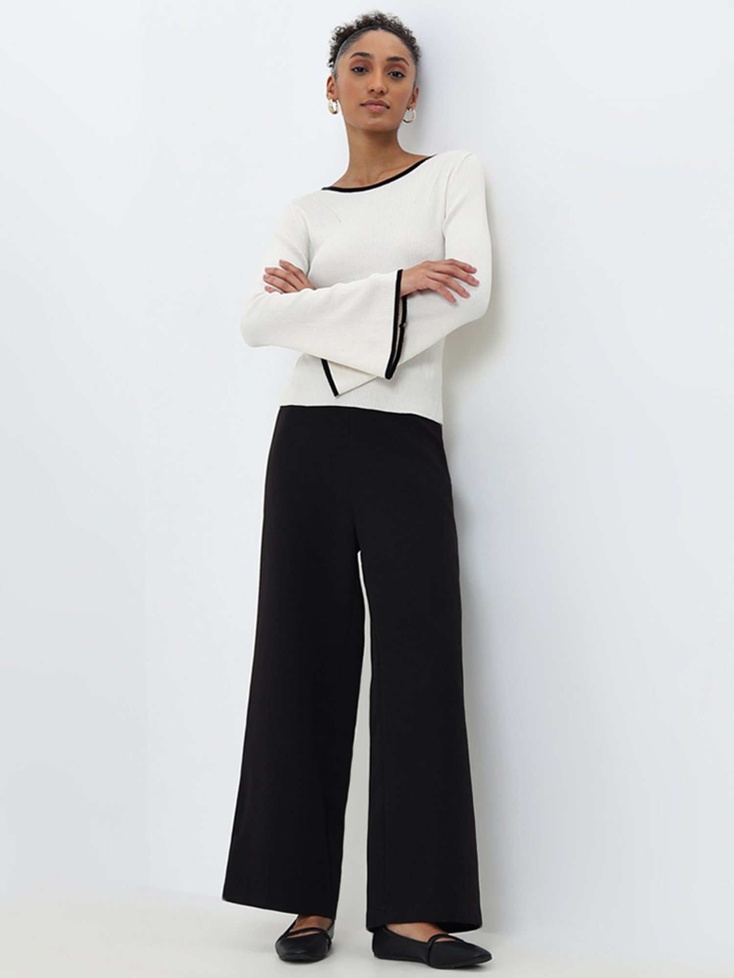 Wardrobe by Westside Ivory Ribbed Textured Top