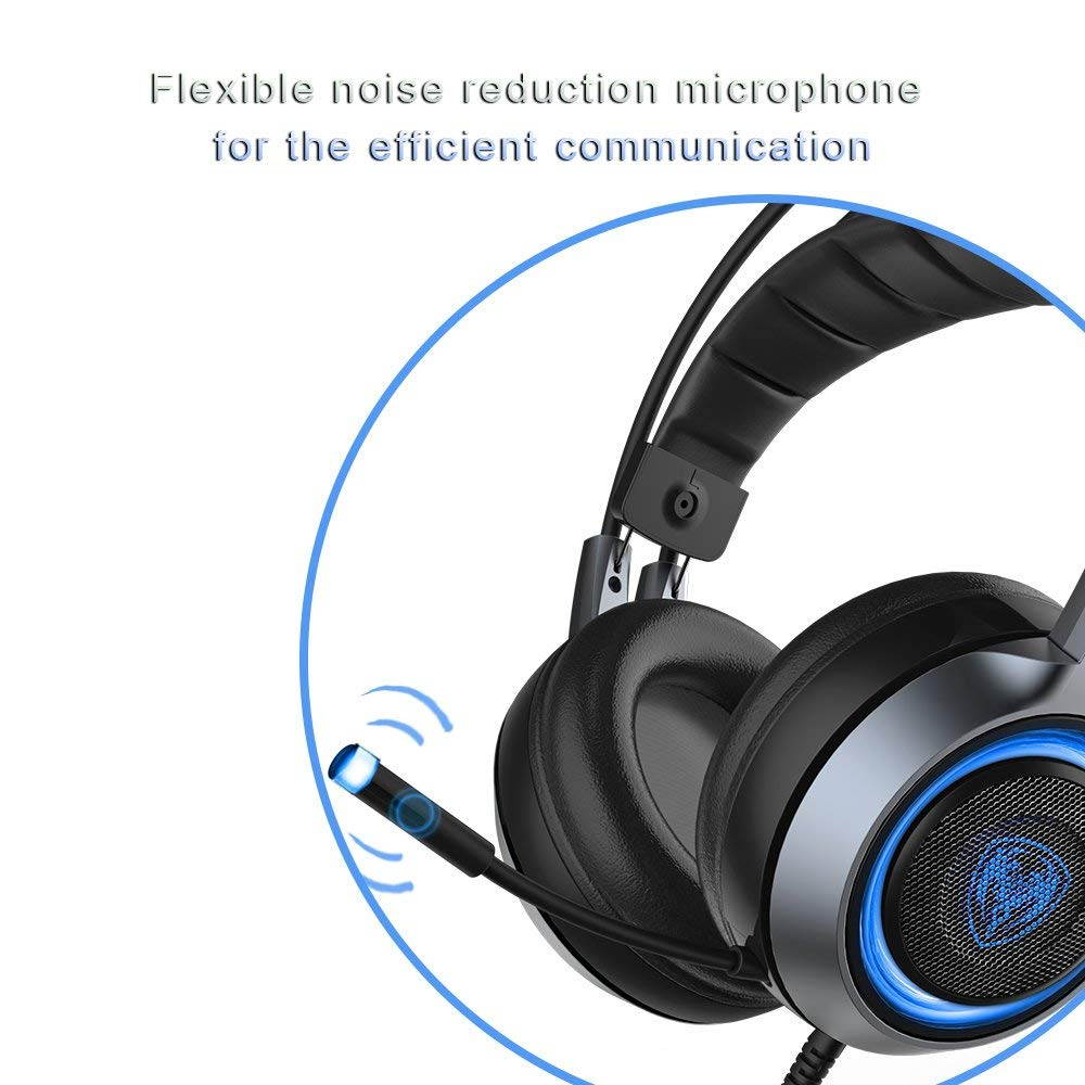 SOMIC G951 USB Plug Stereo Sound Gaming Headset for PC, PS4, Laptop, with Vibration Bass, Mic &RGB LED lights (Black)