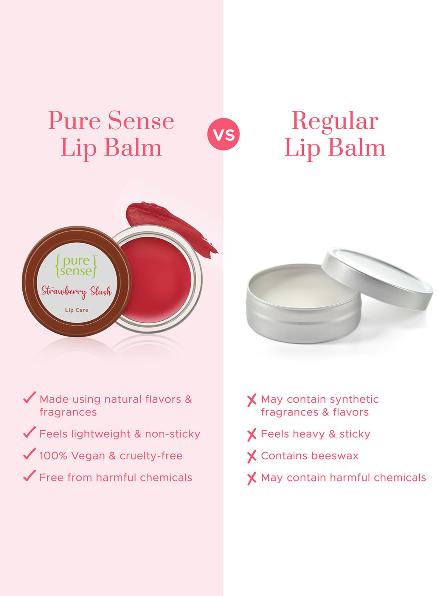 Pure Sense Strawberry Slush Lip Balm - 5 gm