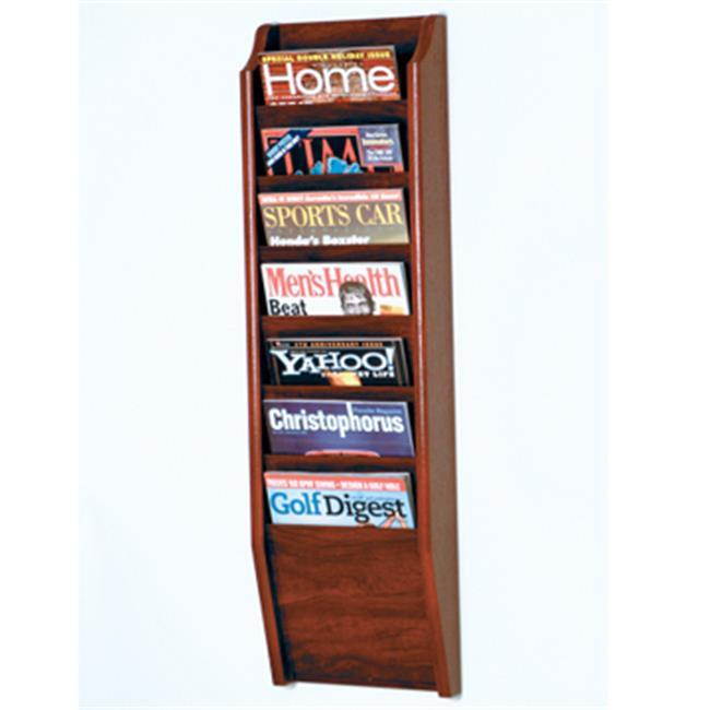 Wooden Mallet Cascade 7 Pocket Magazine Display Rack Mahogany