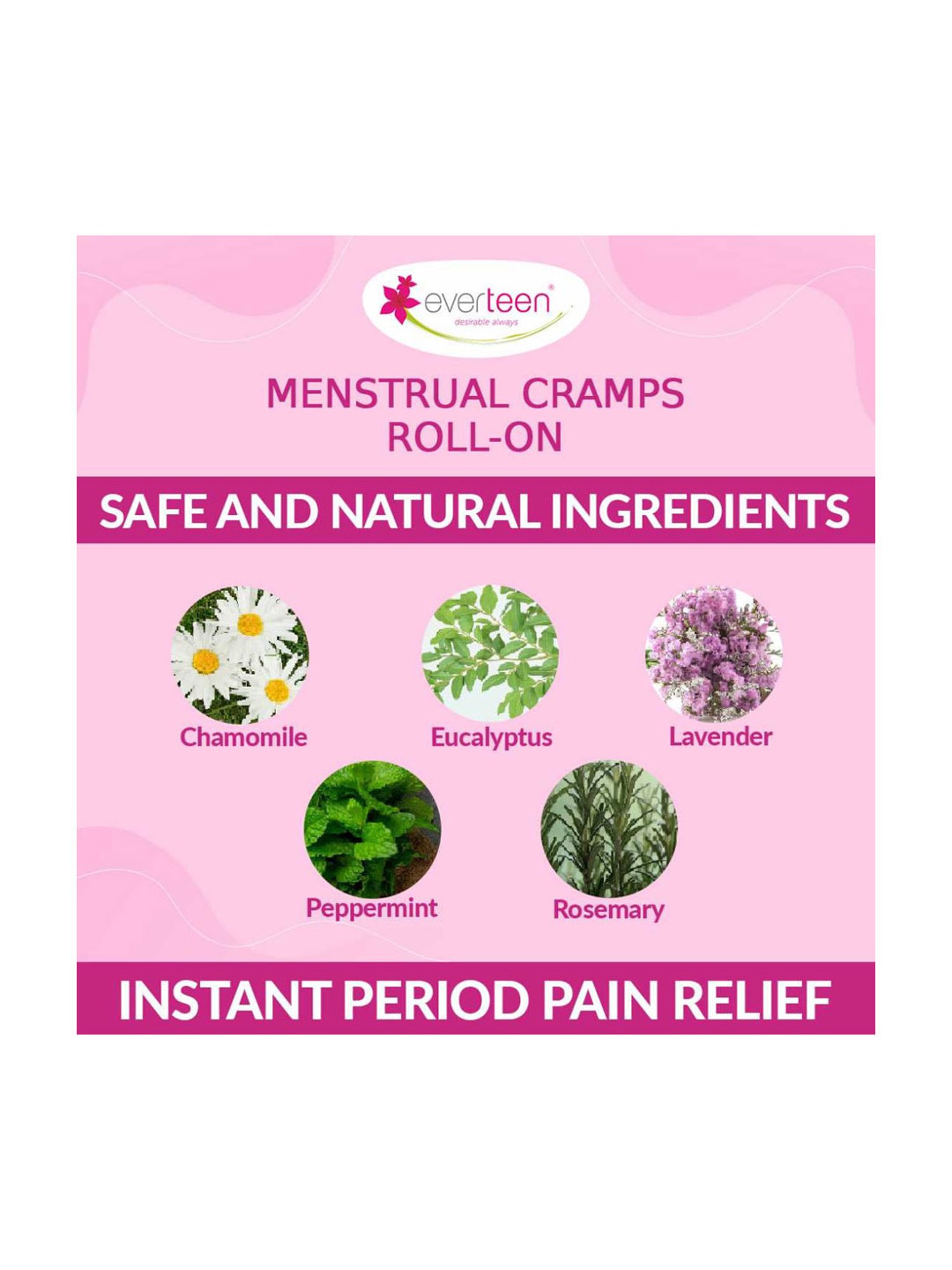 everteen Menstrual Cramps Roll-On for Period Pain Relief in Women - 10 ml Each (Pack of 2)