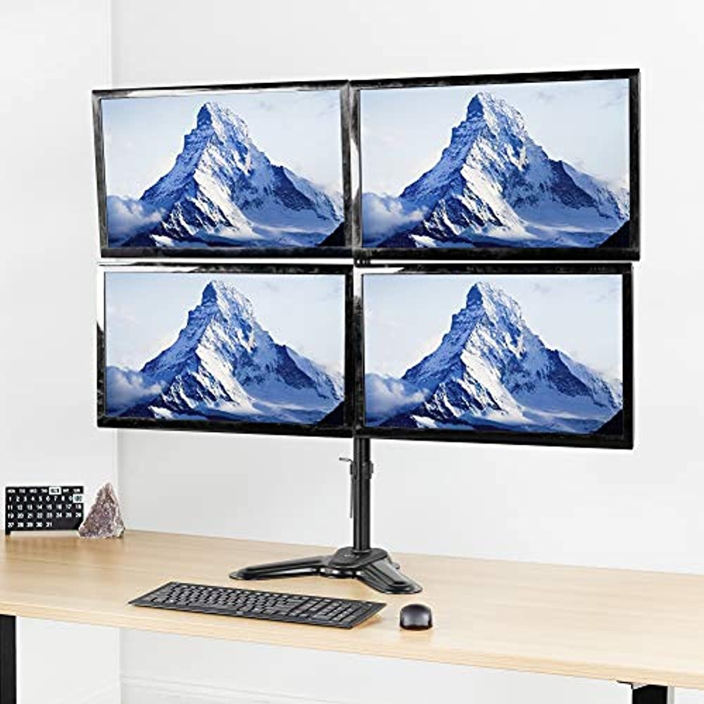 VIVO Aluminum Freestanding Quad LCD Monitor Mount Fully Adjustable Desk Stand for 4 Screens 17" to 32" (STAND-V104Z)
