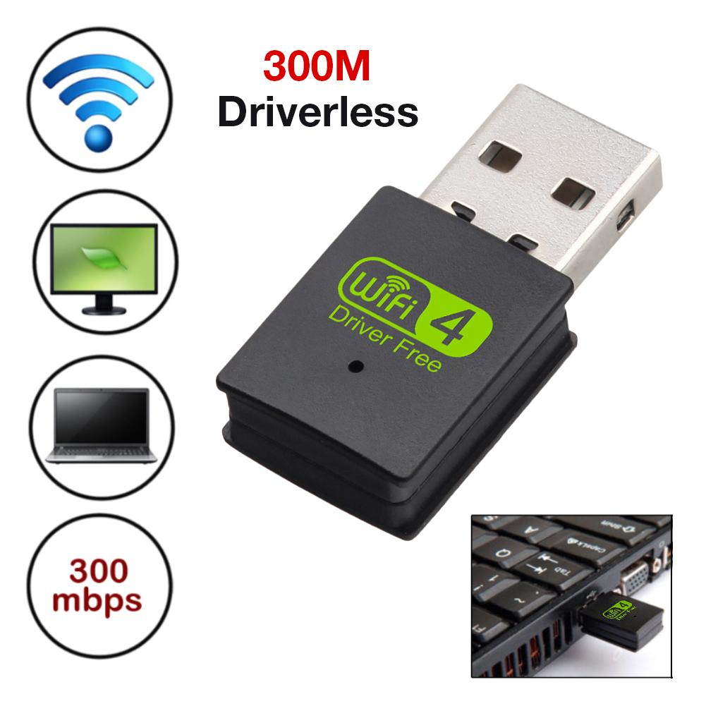 1 pcs 300Mbps Wifi Adapter Driverless Wireless Receiver Network Card USB Wireless WiFi Transmitter Mini Signal Receiver