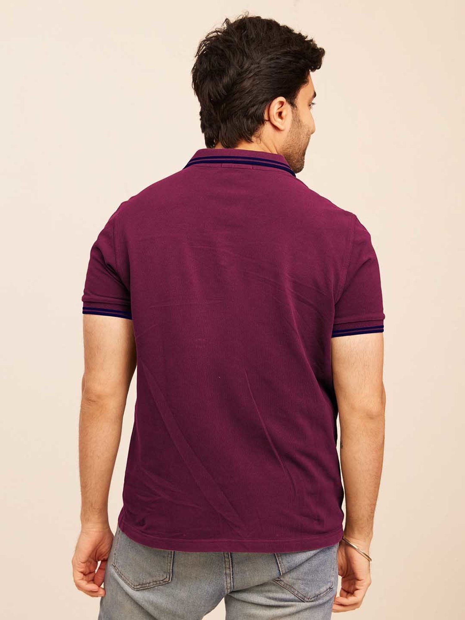 The Bleu Label Burgundy Slim Fit Polo T-Shirt