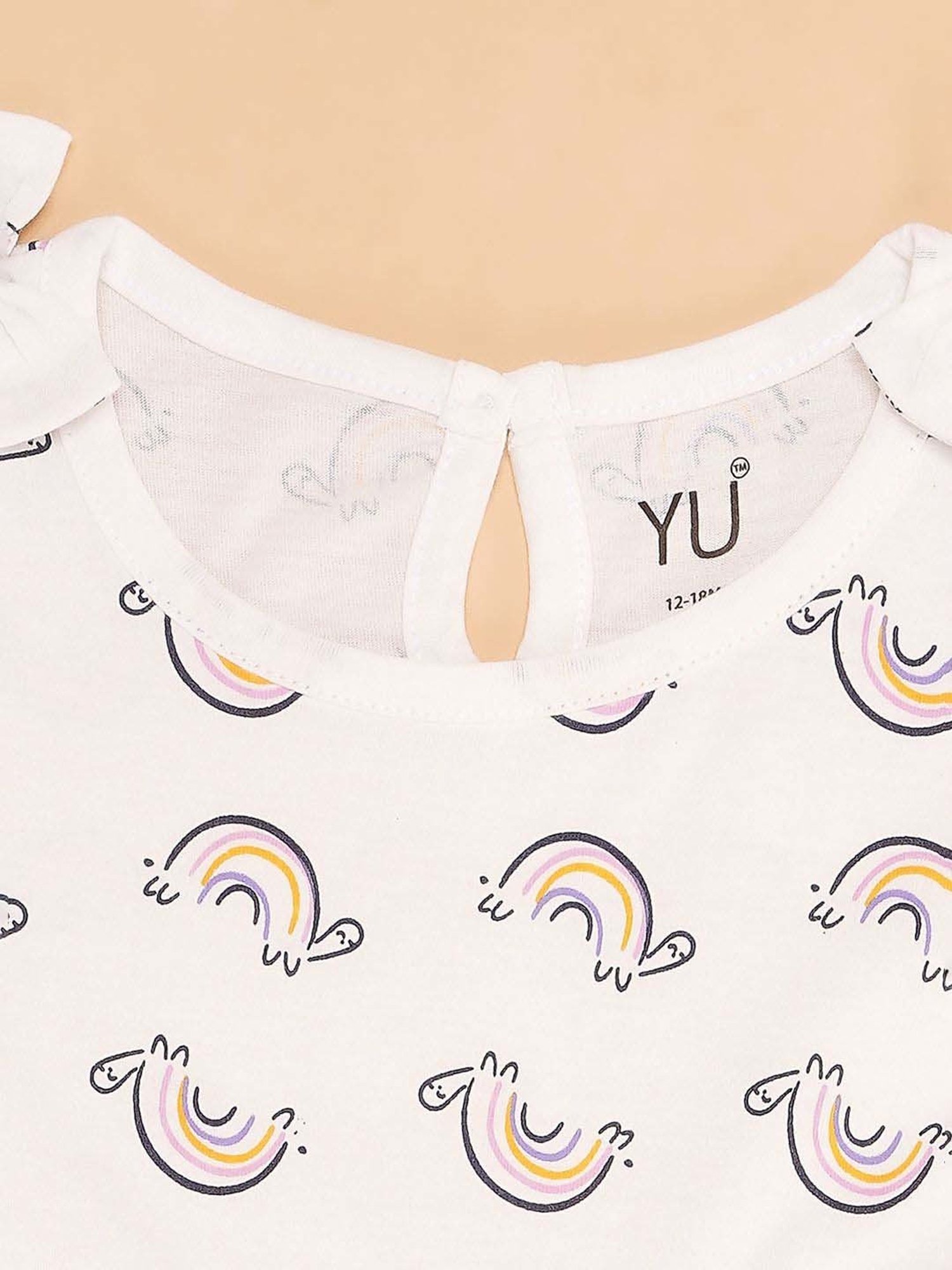 YU by Pantaloons Kids Off-White Cotton Printed Dress