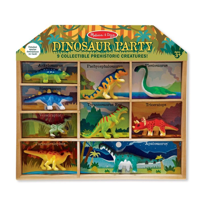 Melissa & Doug Dinosaur Party Play Set - 9 Collectible Miniature Dinosaurs in a Case