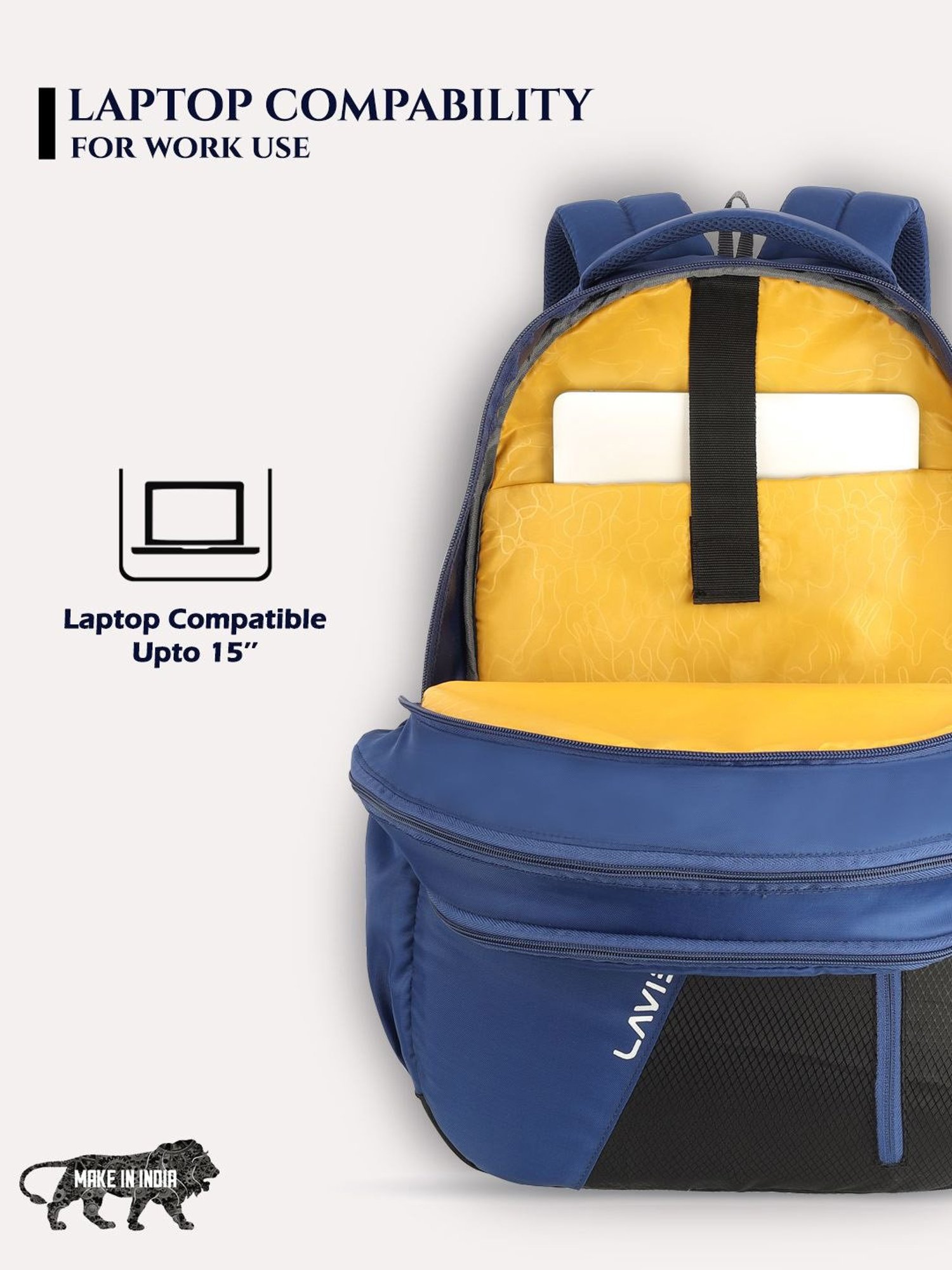 Lavie Sport Diagonal 36L Anti-theft Laptop Backpack For Men & Women (Navy)