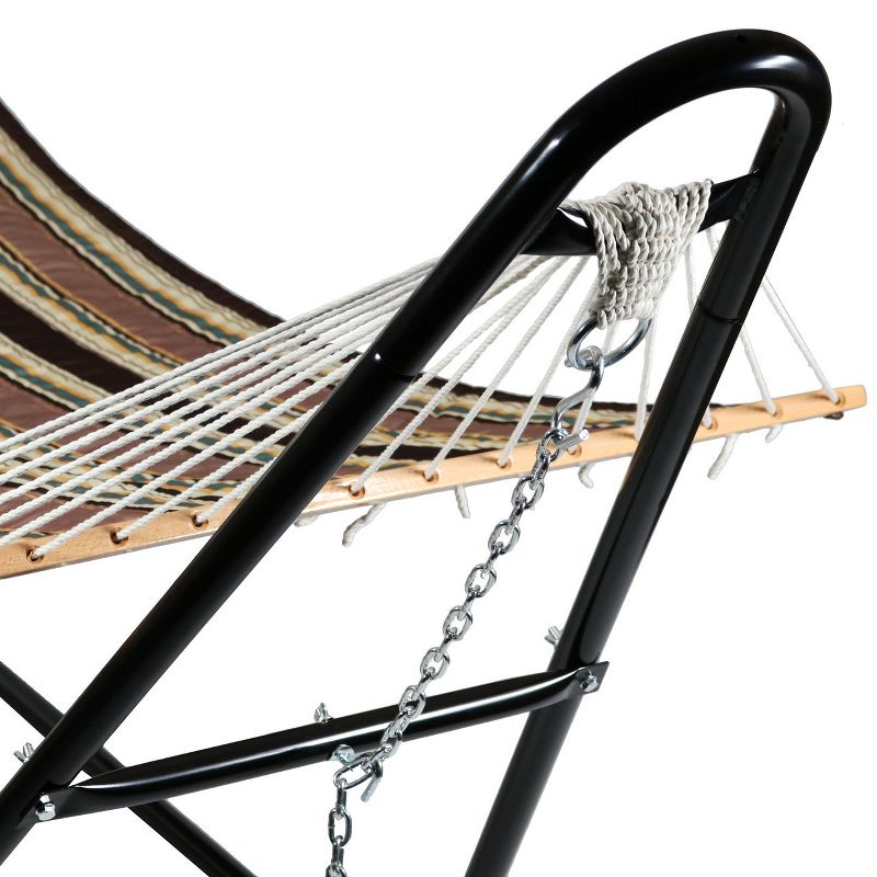 Sunnydaze 2-Person Heavy-Duty Double Quilted Hammock with Multi-Use Universal Steel Stand - 450 lb Weight Capacity - Sandy Beach