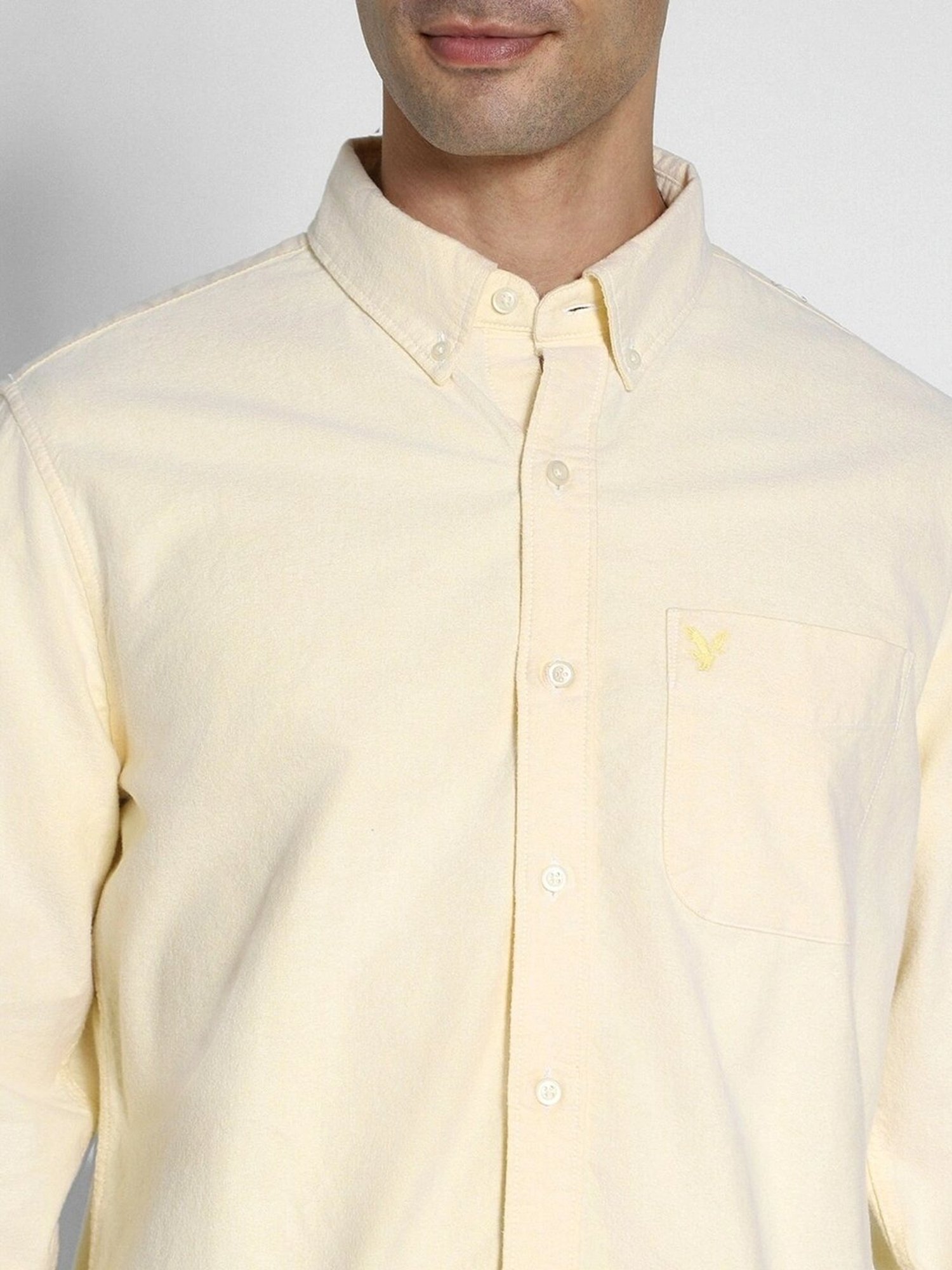 American Eagle Yellow Cotton Slim Fit Shirt