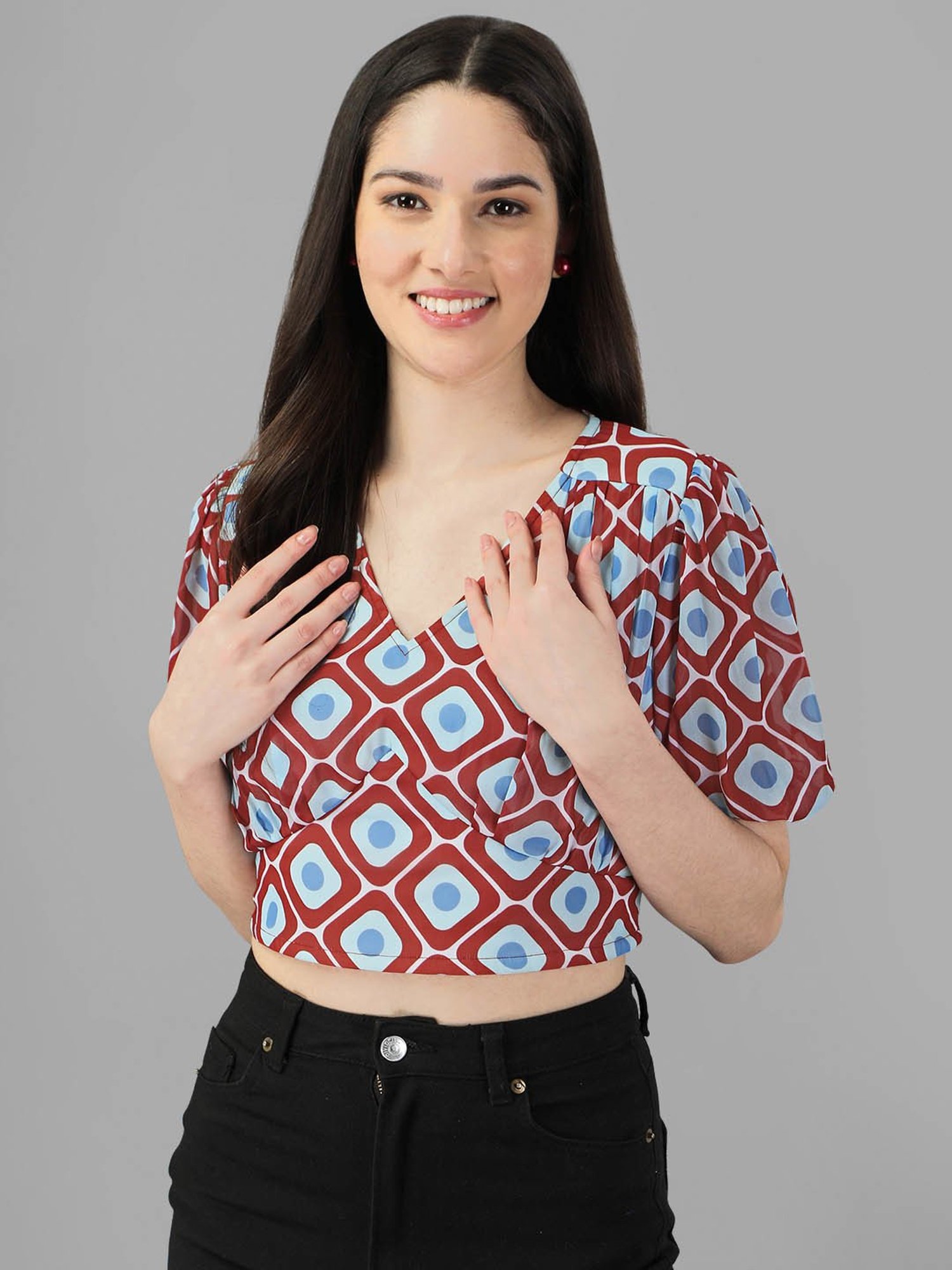 MASAKALI.CO Multicolor Printed Crop Top