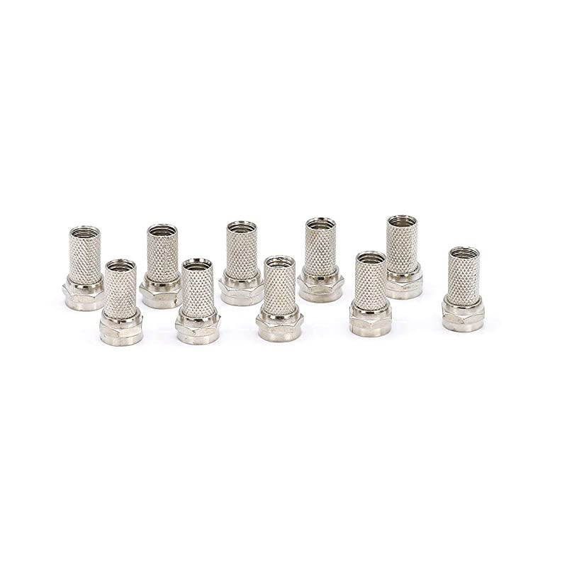 Coaxial Cable Screw On Connector | 100 Pack | Twist On Type Fitting for RG6 Coax Cable for Easy Installation no Tool Required