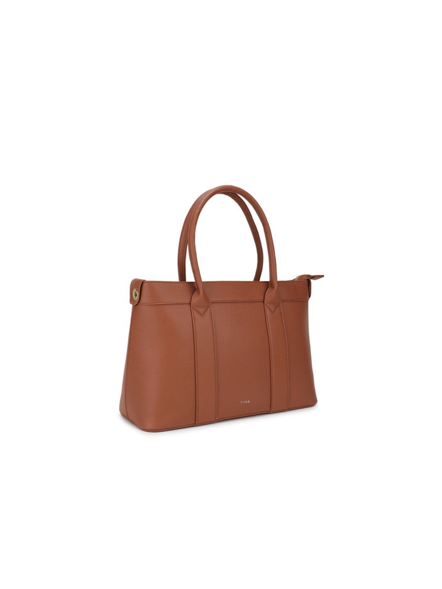 Tyra Lina Tan Solid Faux Leather Tote Handbag