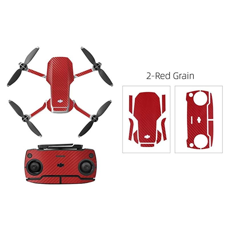 Shell Decoration Sticker Controller Decals Set for DJI Mavic Mini Drone Waterproof DIY Skin Decoration Drone Body Sticker (2-Red Grain)
