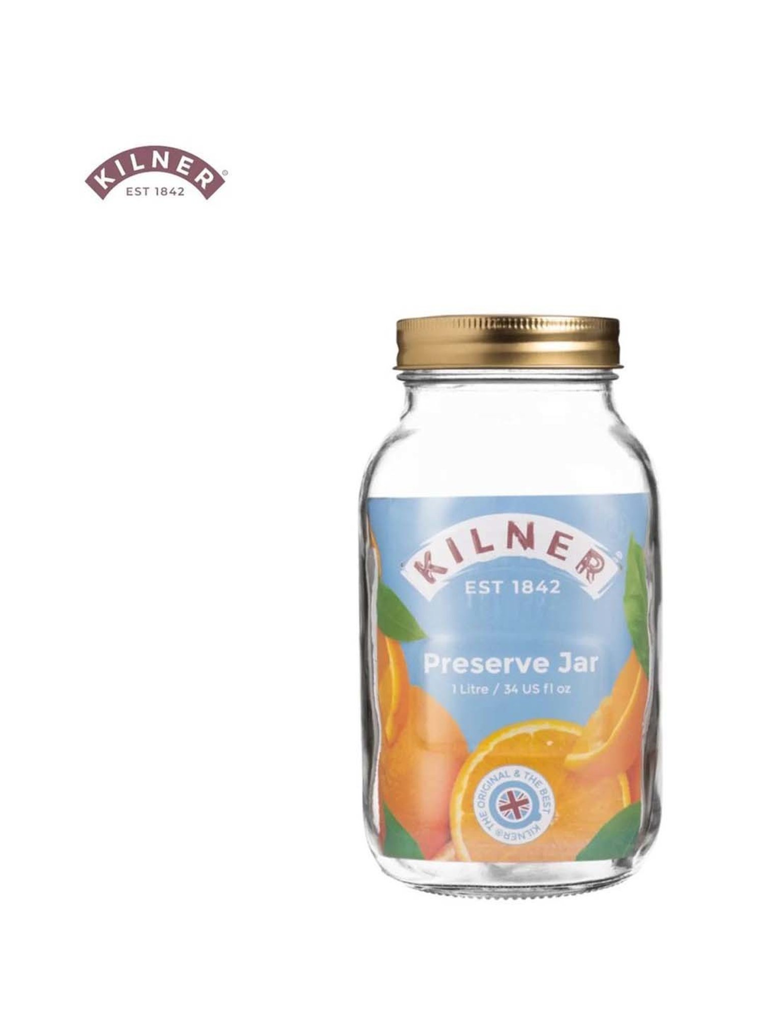 Kilner 3-Piece Transparent Medium Preserve Jar Set - 1 L Each