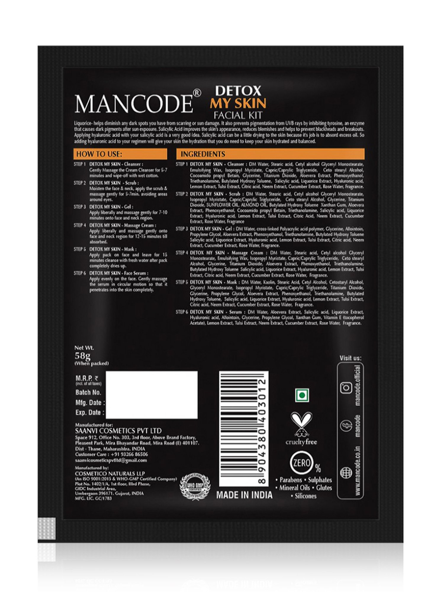 Mancode Detox My Skin Facial Kit