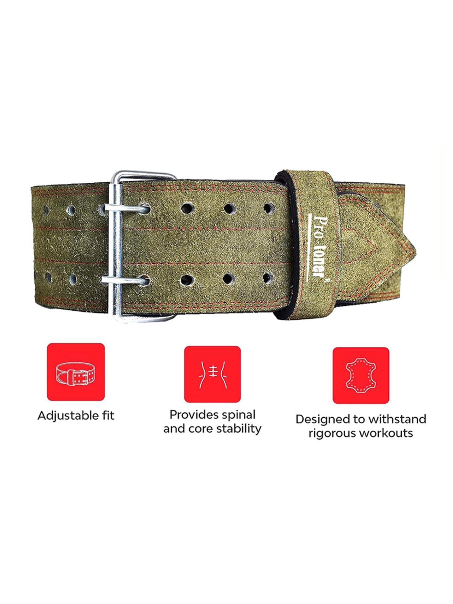 Protoner Suede Leather Weight Lifting Gym Belt (Olive)