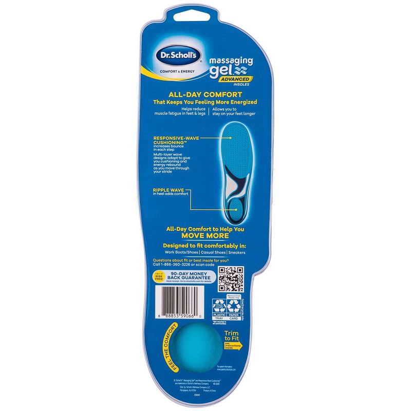 Dr. Scholl's Comfort & Energy Massaging Gel Advanced Insoles for Men - Size (8-14)