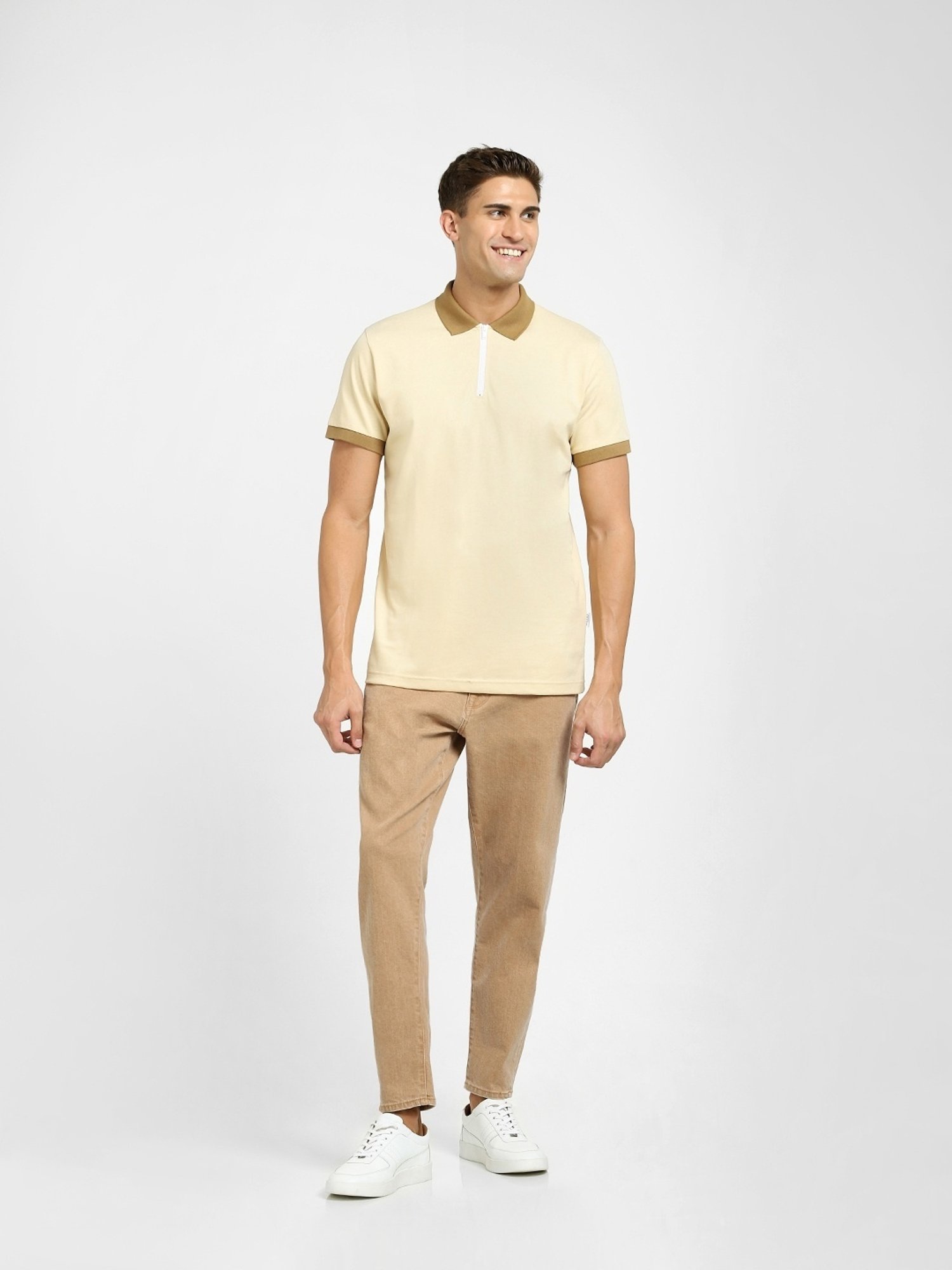 SELECTED HOMME Brown Cotton Regular Fit Polo T-Shirt
