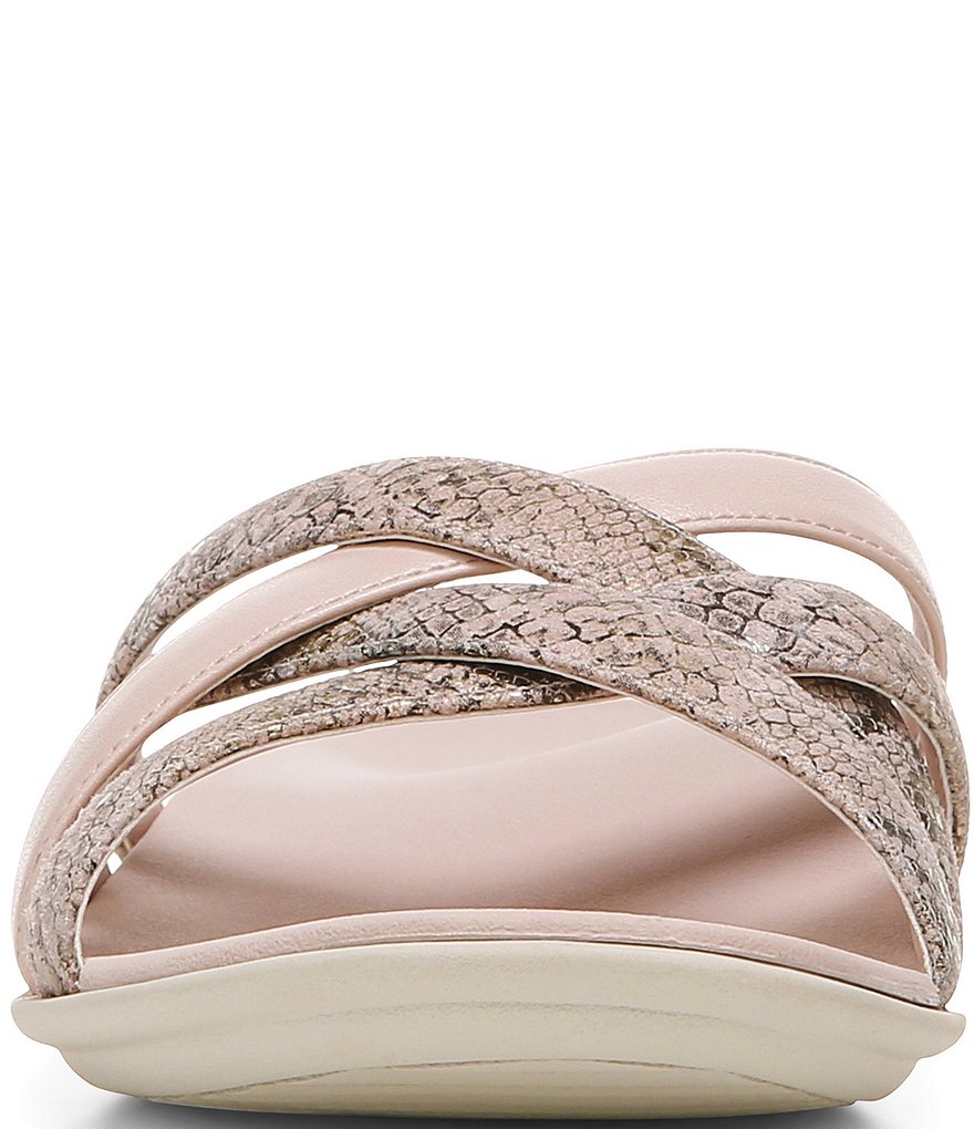 Vionic Dava Snake Print Leather Slide Sandals
