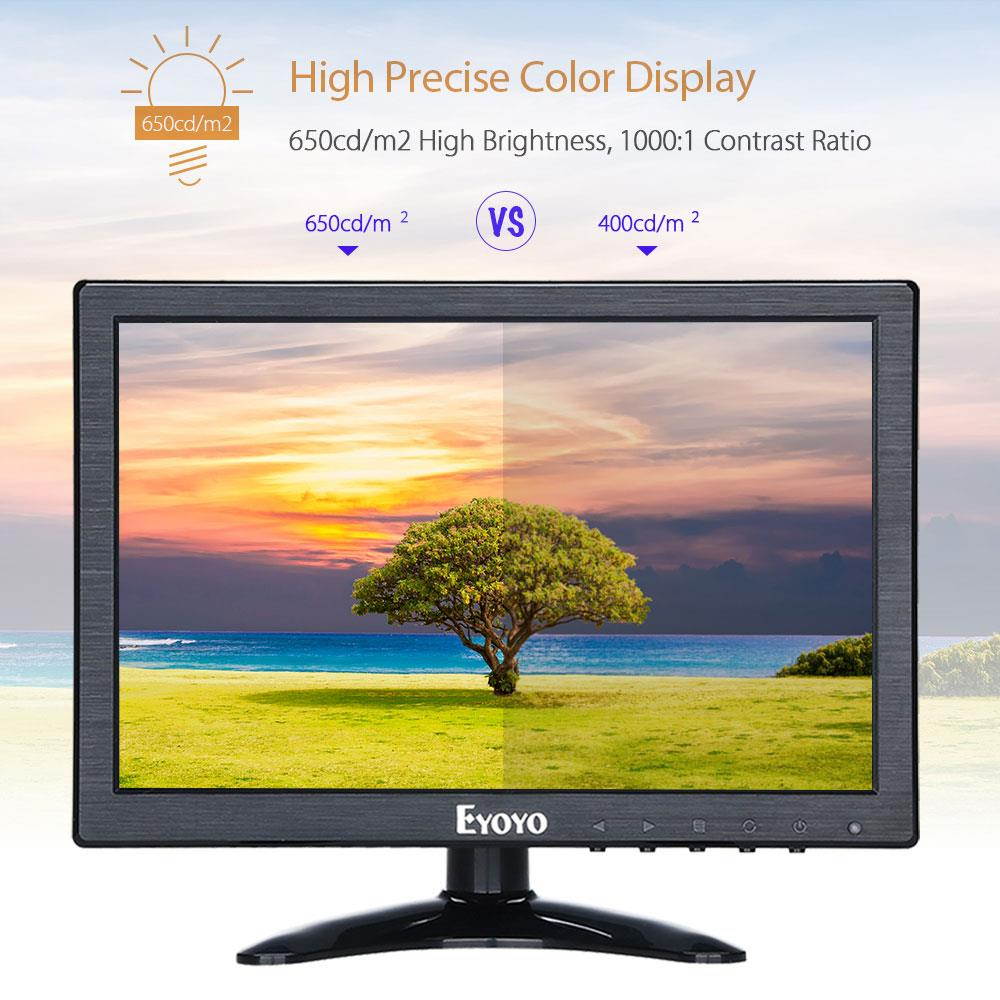 Eyoyo 10inch HDMI IPS Monitor 1920x1200 IPS-LCD Screen Display with BNC/VGA/AV Output,For CCTV DVD PC Laptop DVR CCD Camera,Built-in Loudspeakers