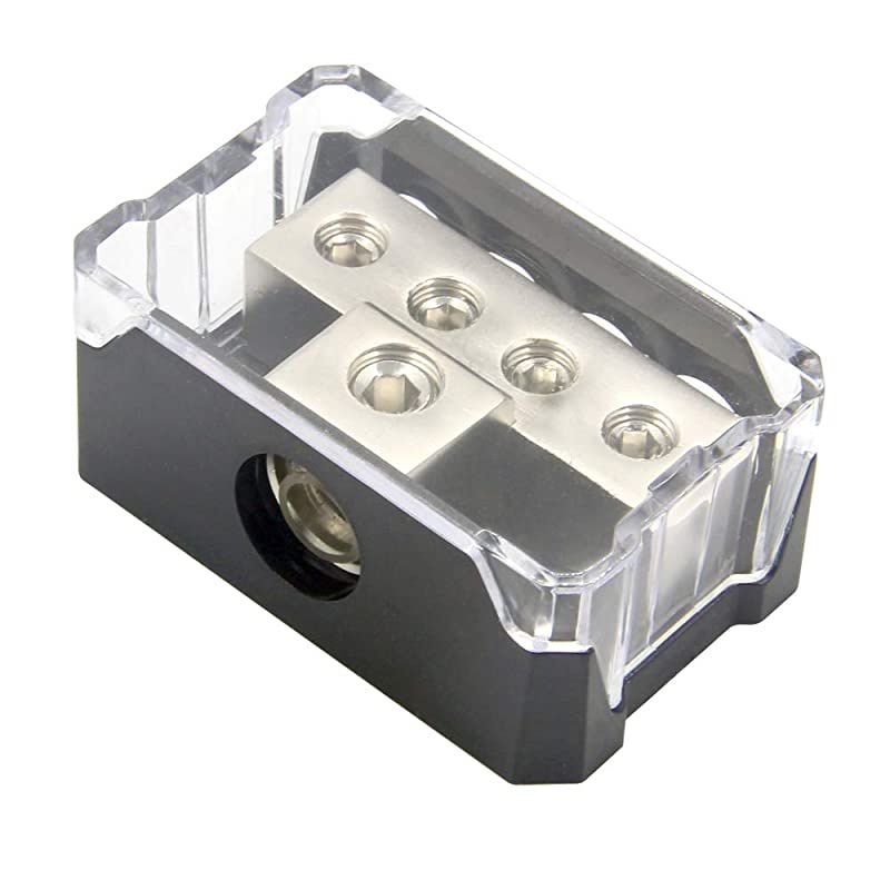 4 Way Power Distribution Block 024 AWG Gauge in 4810 Gauge Out Car Audio Stereo Amp Distribution Connecting Block for Audio Splitter 1 in 4 Out
