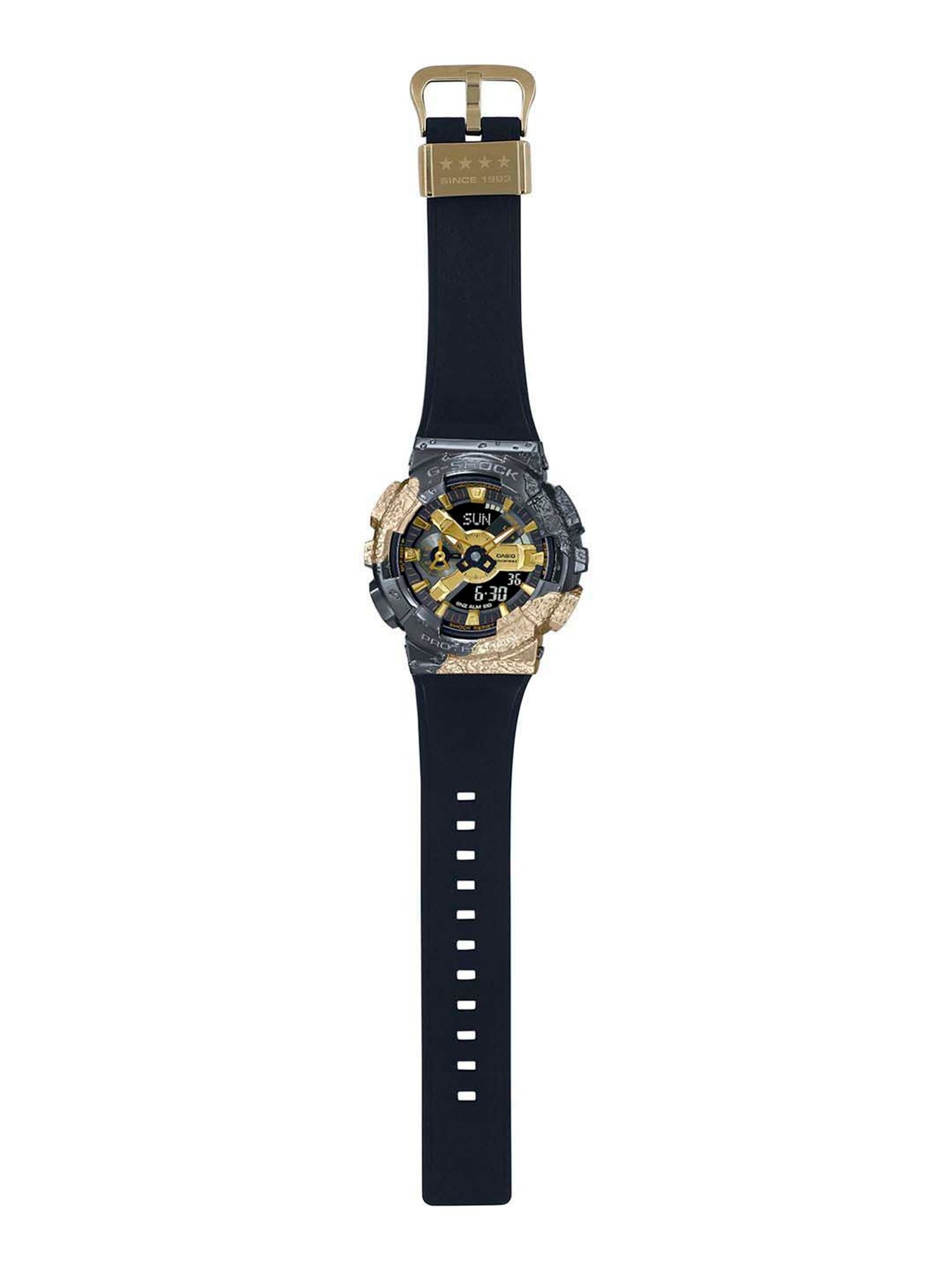 Casio G-Shock G-Steel GM-114GEM-1A9DR Black-Gold Ip Analog-Digital Dial Resin Band Men's Watch G1346