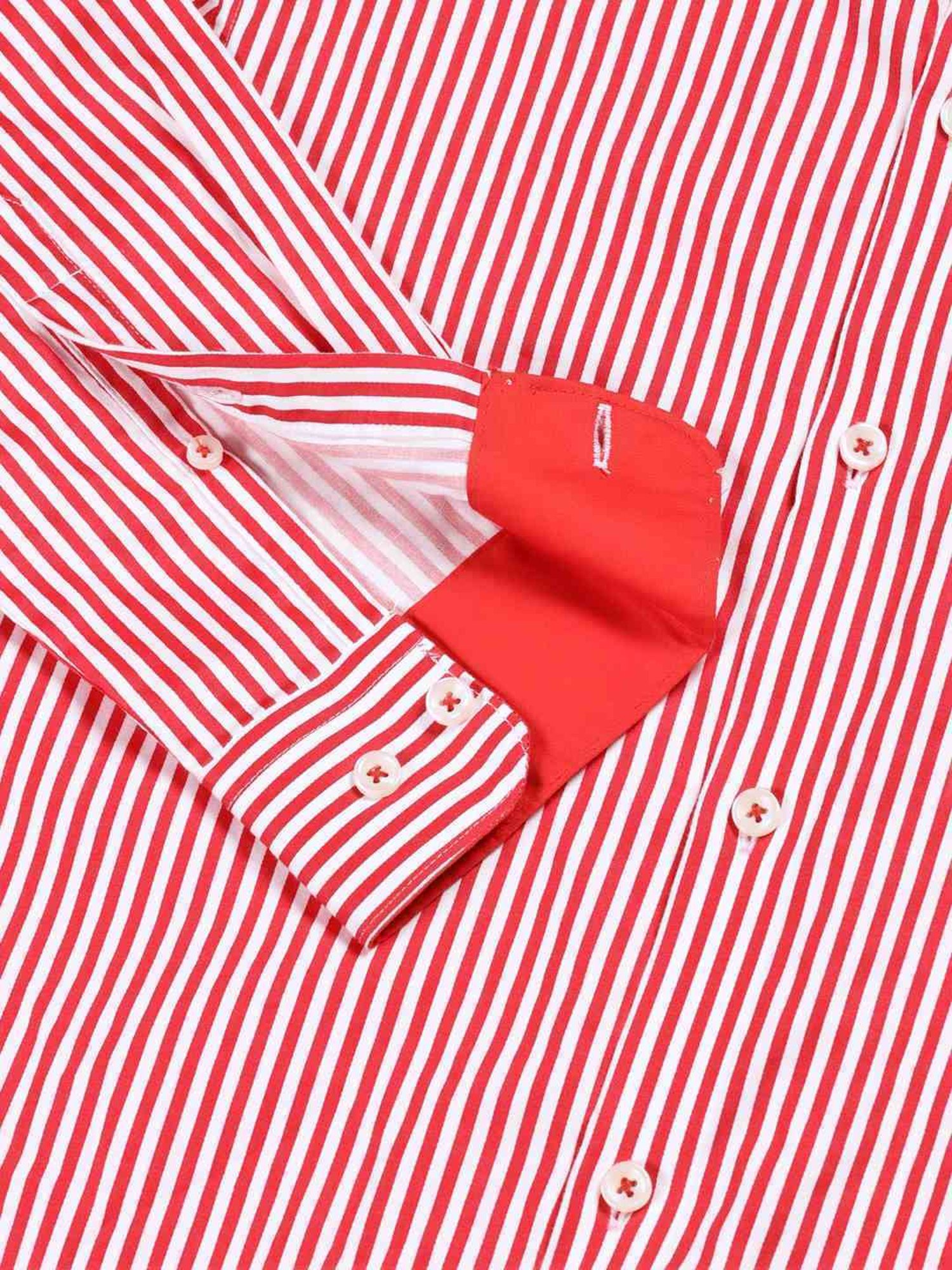 Thomas Scott Red Regular Fit Striped Shirt