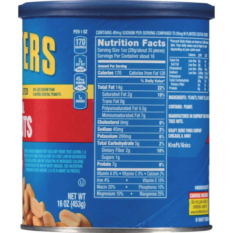Planters Lightly Salted Made With Sea Salt Cocktail Peanuts - 16oz