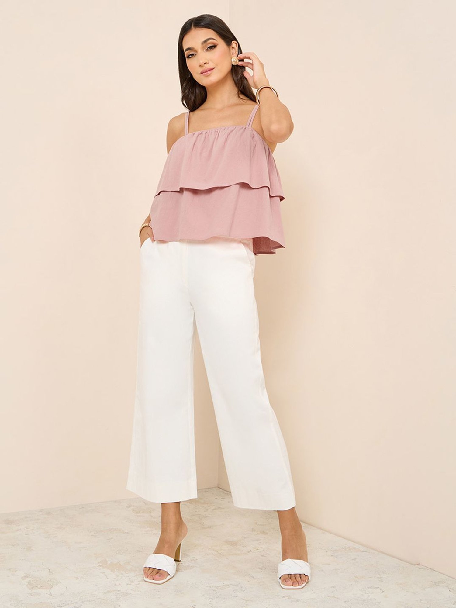 Styli Layered Strappy Square Neck Regular Fit Cami Top